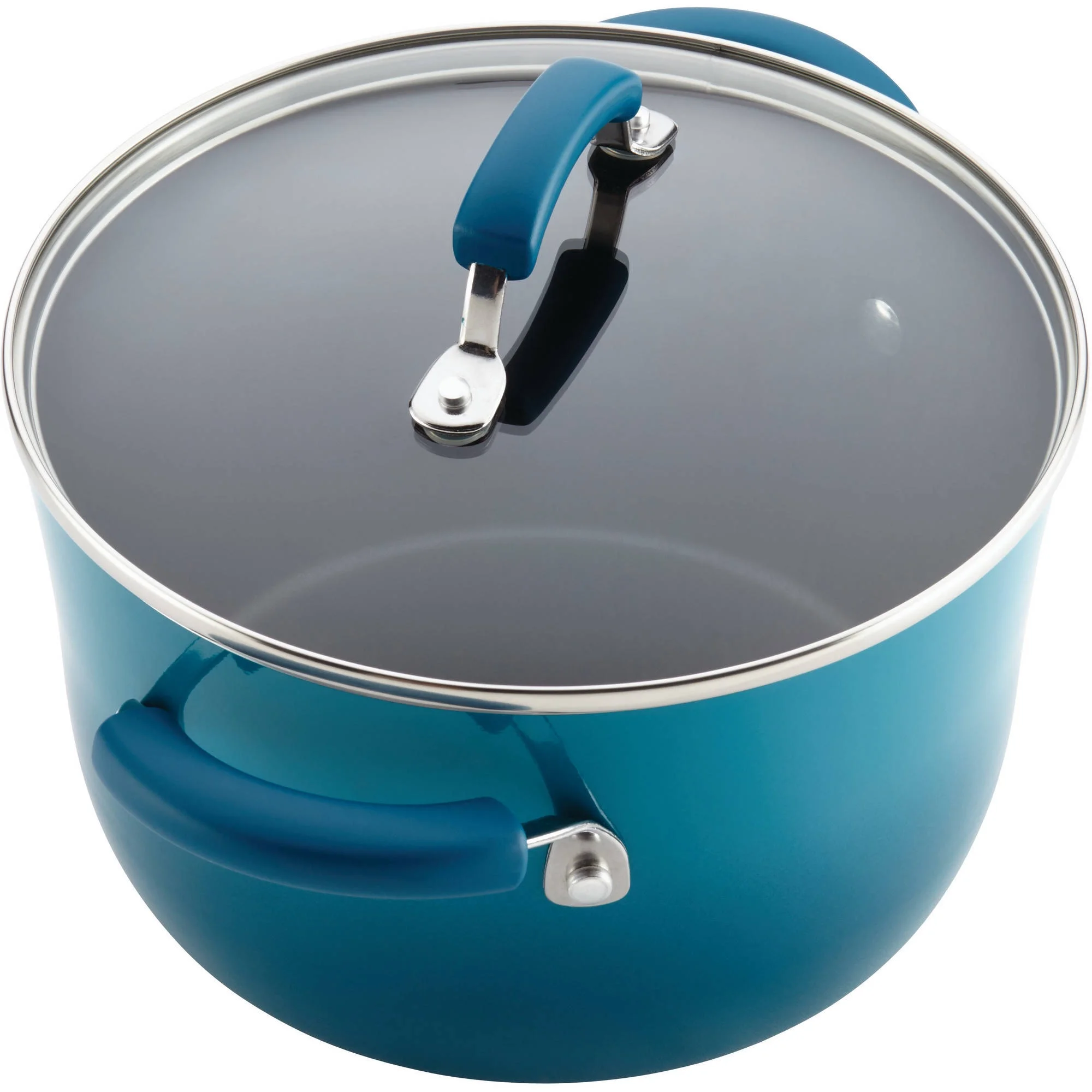 Rachael Ray 15-Piece Nonstick Pots and Pans Set/Cookware Set, Marine Blue