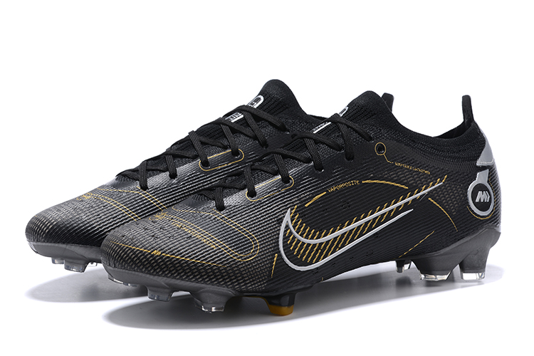 Assassin XIV semi-low-top black and gold waterproof knitted FG football shoes
