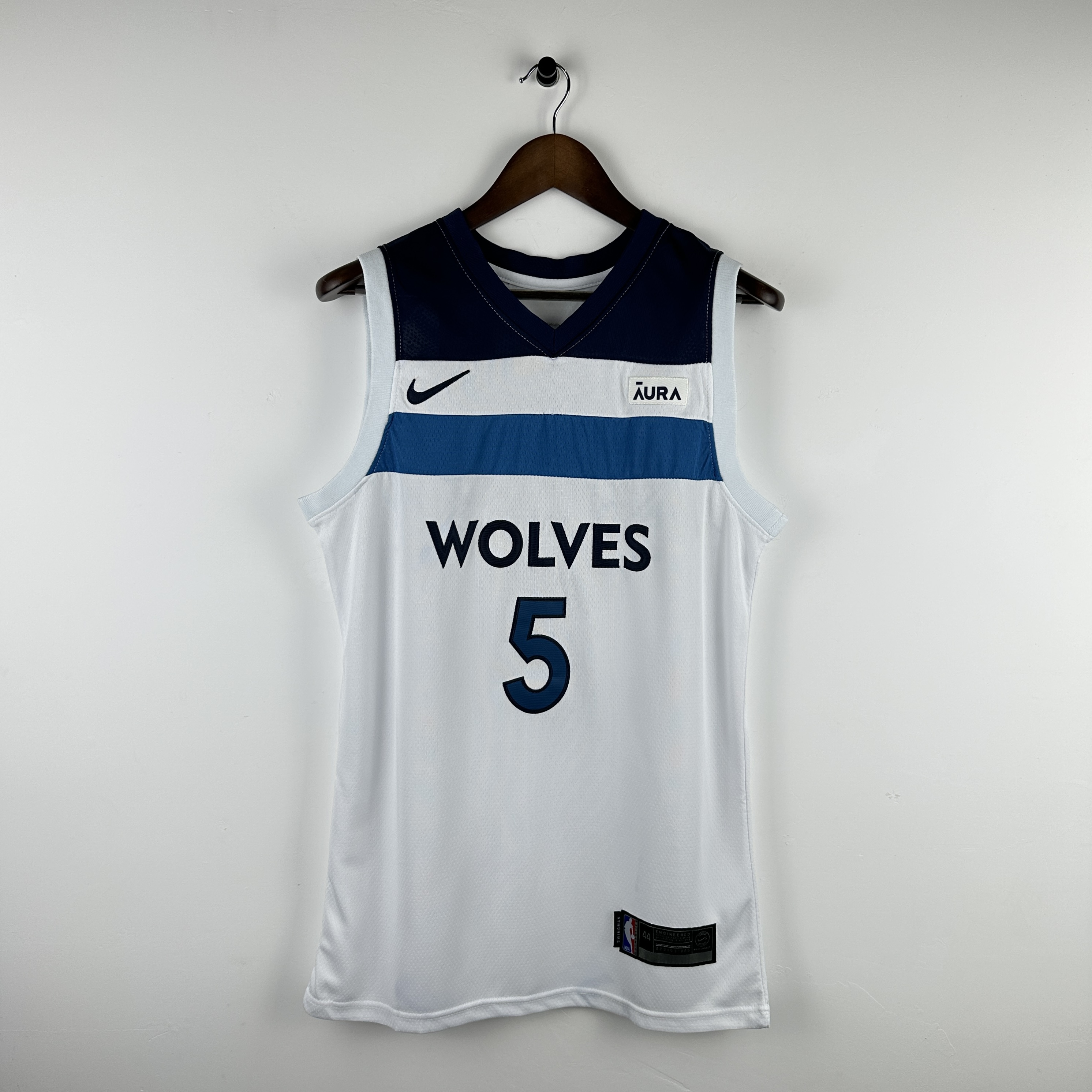 Embroidery Timberwolves White No. 5 Edwards