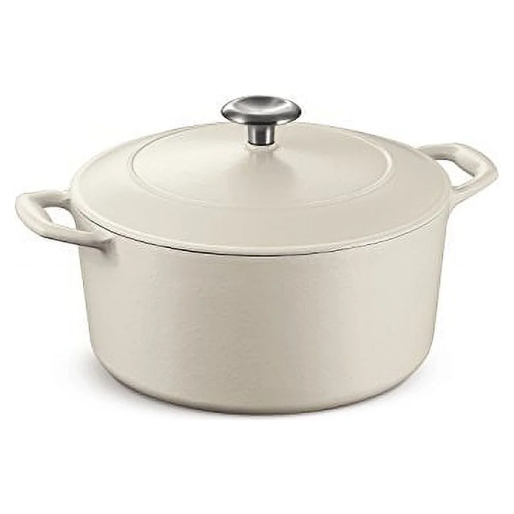 Tramontina Bestow 5.5-Quart Enameled Cast Iron Round Dutch Oven with Lid, Porcelain Enamel Finish, Matte White, Oven-Safe
