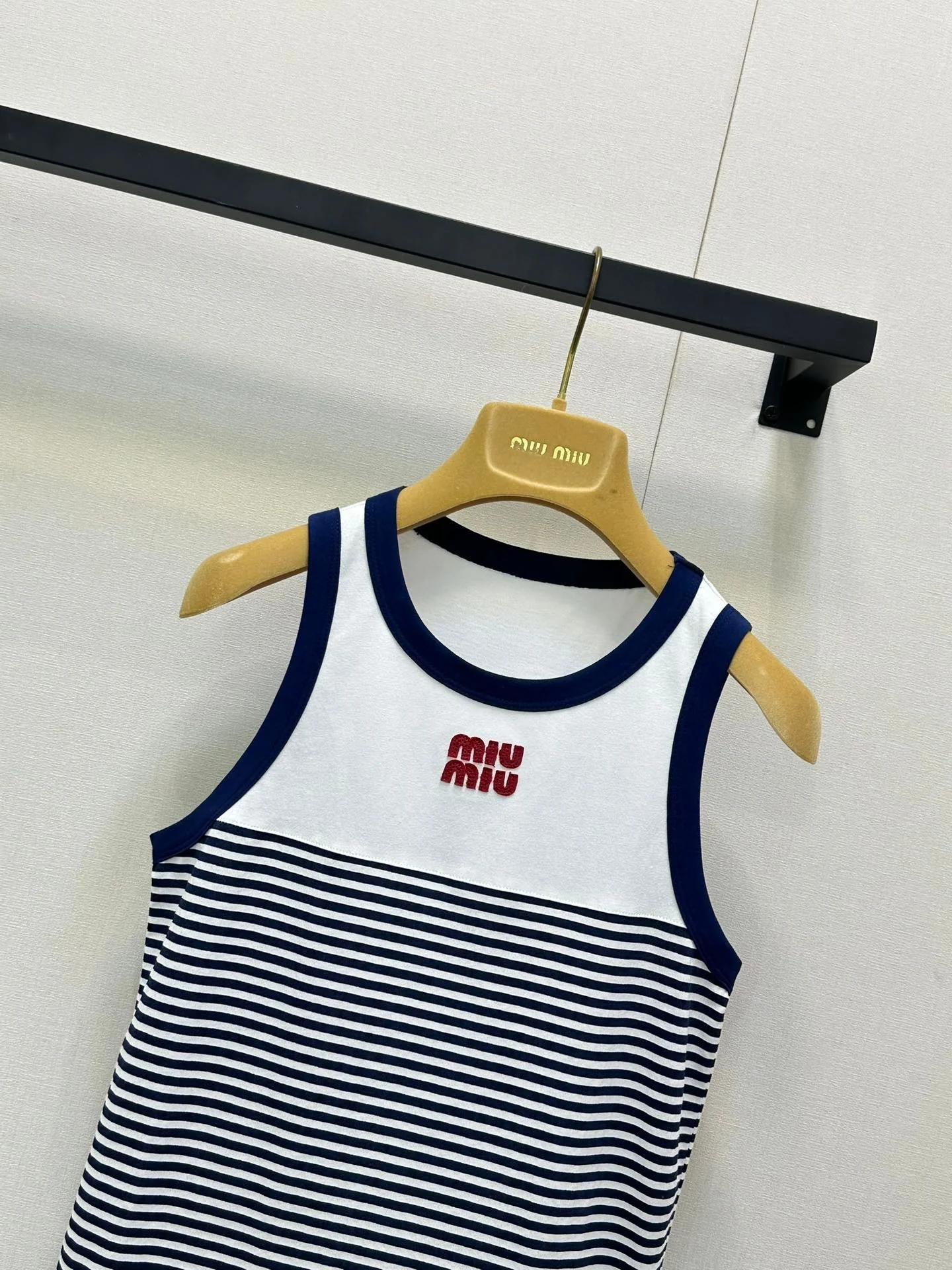 Micro Logo Cotton Striped Contrast Color Tank Top