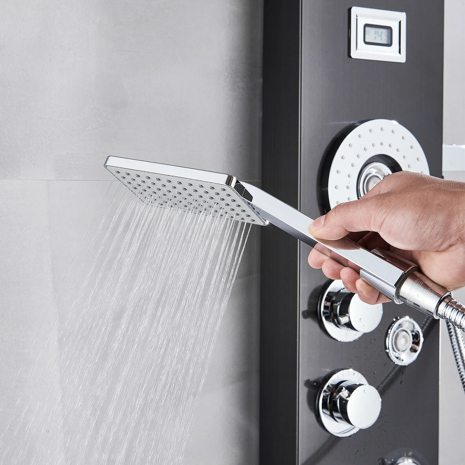Bathroom Senlesen Stainless Steel LED Shower Panel Tower Faucet Set System Massage Body Jet