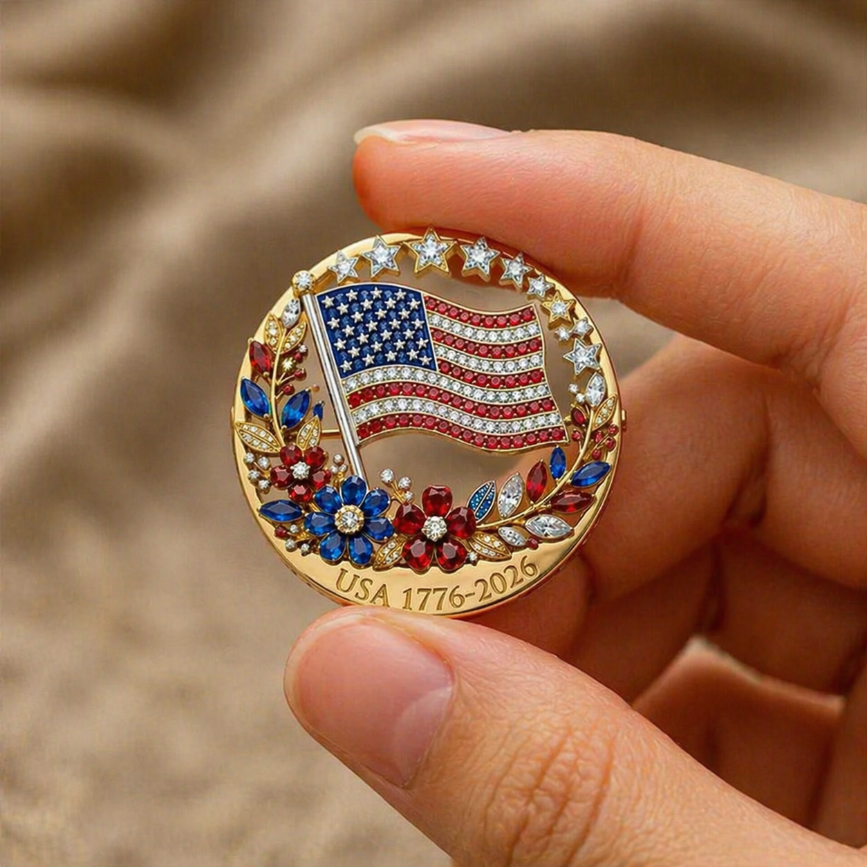 America’s 250th Anniversary Rhinestone Flag Pin