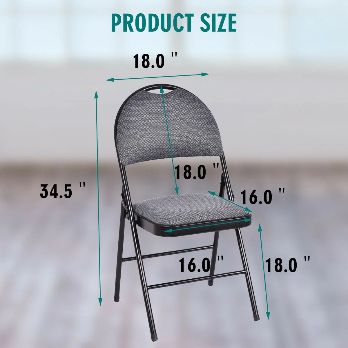Costway Set of 6 Folding Chairs Fabric Upholstered Padded Seat Metal Frame Home Office