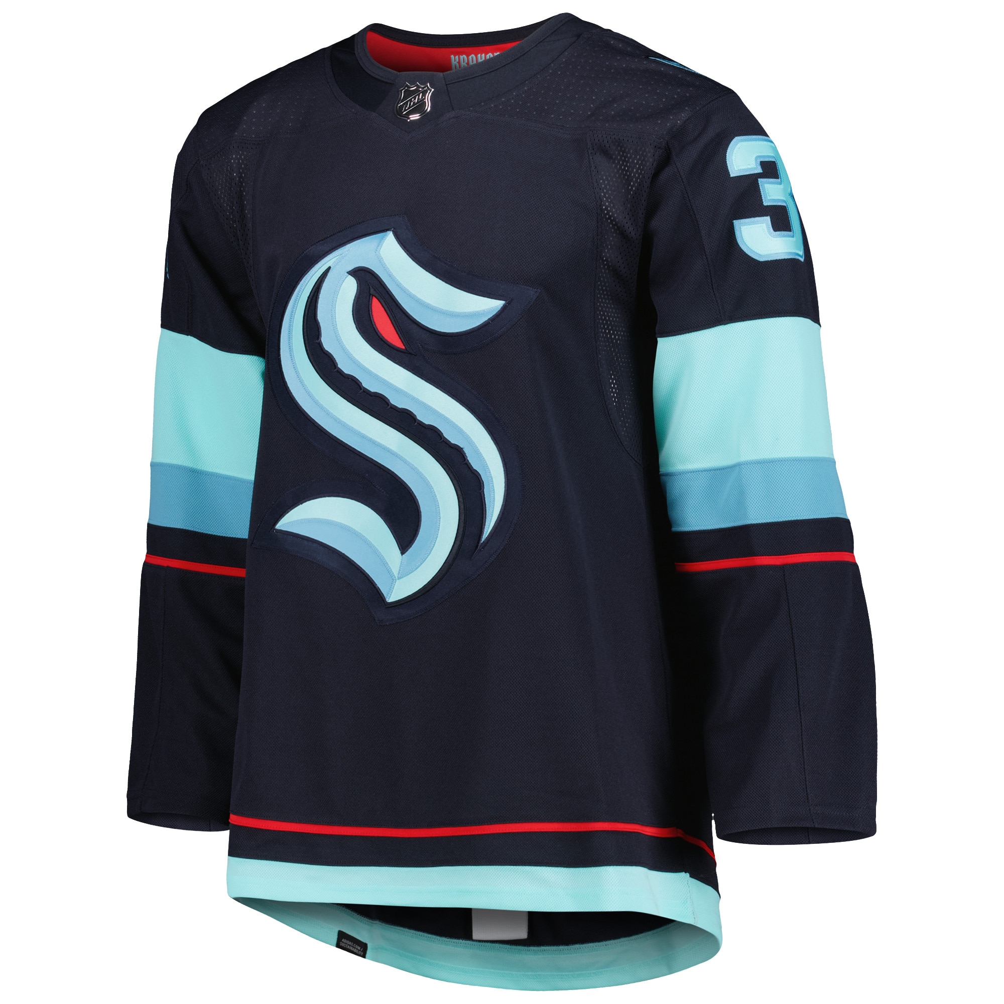 Philipp Grubauer Seattle Kraken  Home Primegreen  Pro   Jersey – Deep Sea Blue