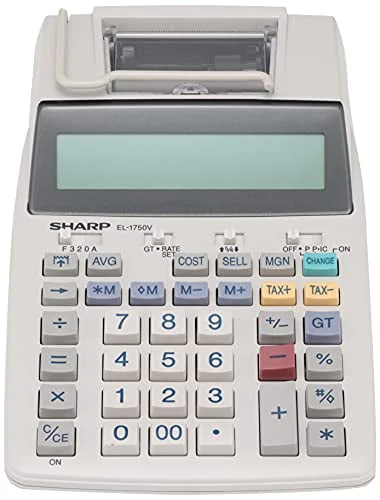 Sharp Printer Calculator Semi-Desktop Type 12 Digits EL-1750V