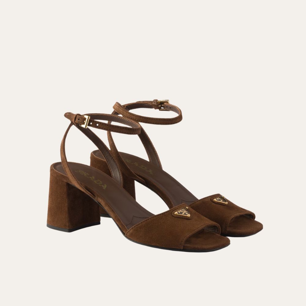 Prada Suede Sandals Cocoa Brown 65 mm
