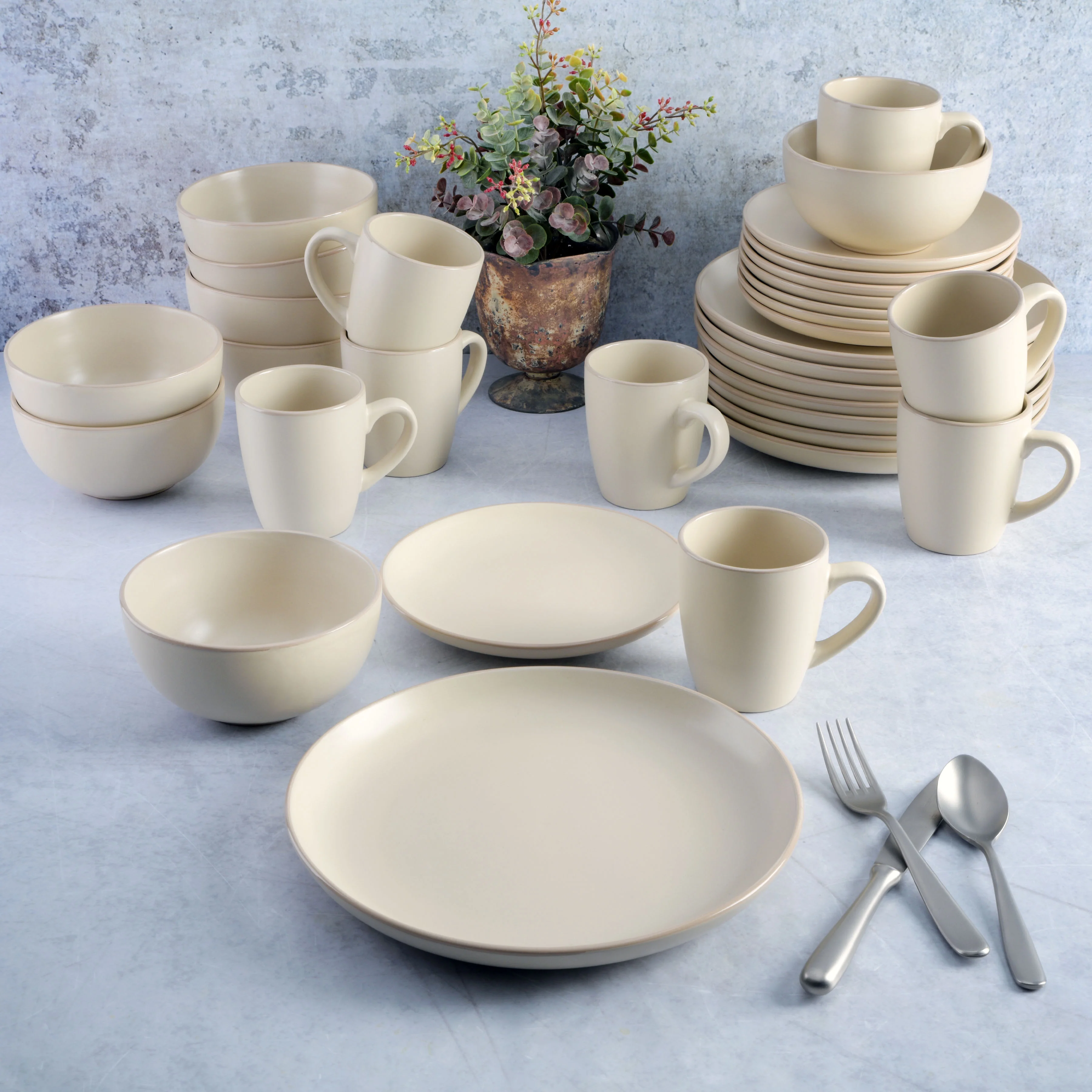 Gibson Home Rockaway 32 Piece Dinnerware Set - Gray