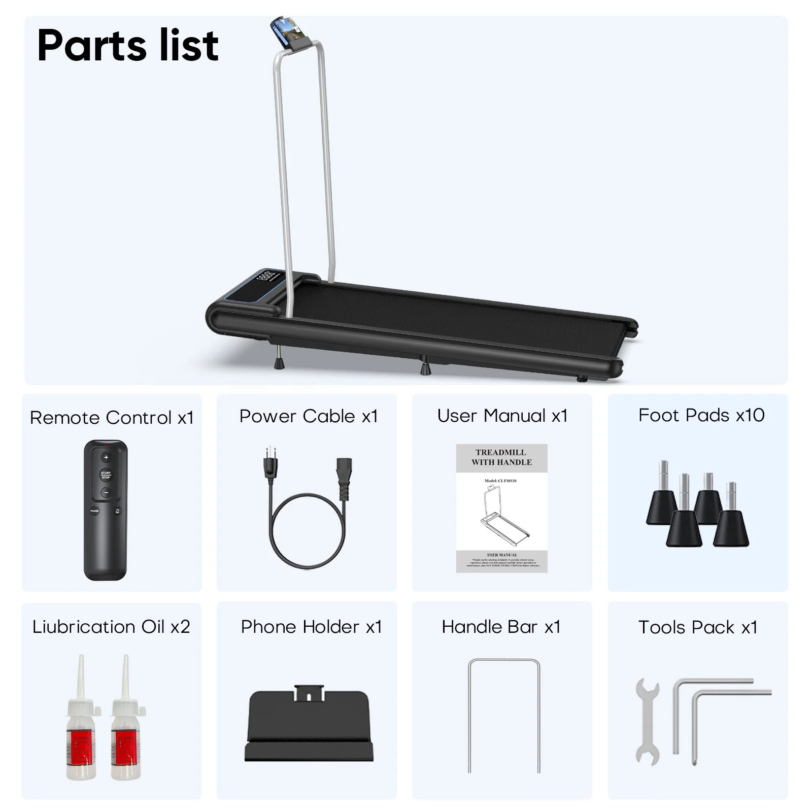 YZRUN Walking Pad, 2.5 HP Treadmills for Home Small with Handles, 5 MPH Under Desk Treadmill Walking Pad, 265 LBS