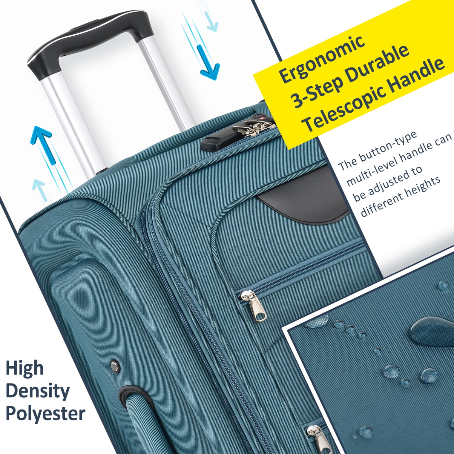 Expandable Softside Luggage Sets 3 Piece,Upright Spinner Suitcases with Wheels,Lightweight Carry on Luggage Travel Set,Green
