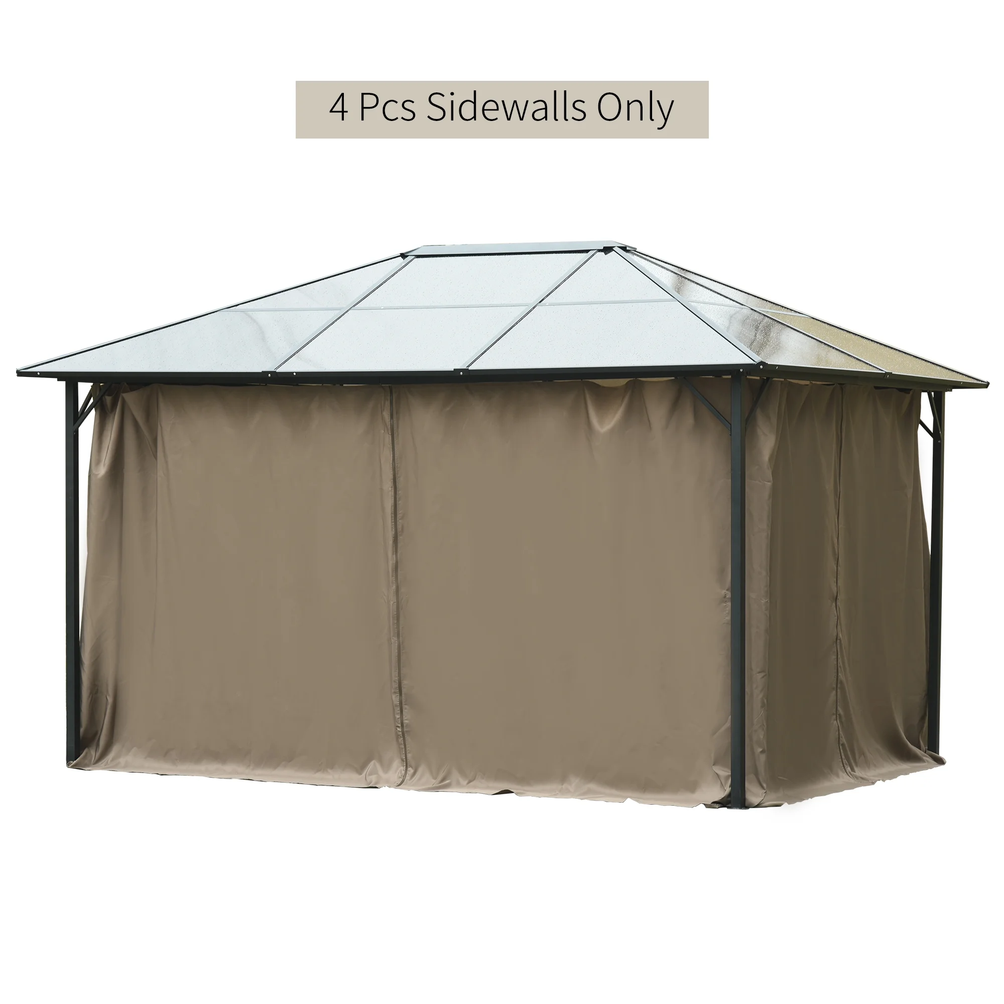 10' x 12' Universal Gazebo Sidewall Set with Panels, Hooks and C-Rings Included for Pergolas and Cabanas, Dark Brown