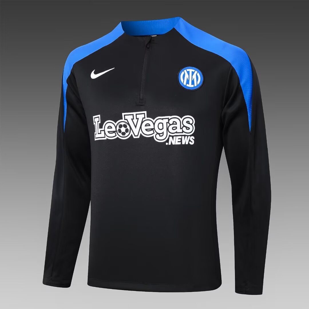 2024/2025 Inter Milan Half-Pull Training Suit Black Football Jersey 1:1 Thai Quality Set