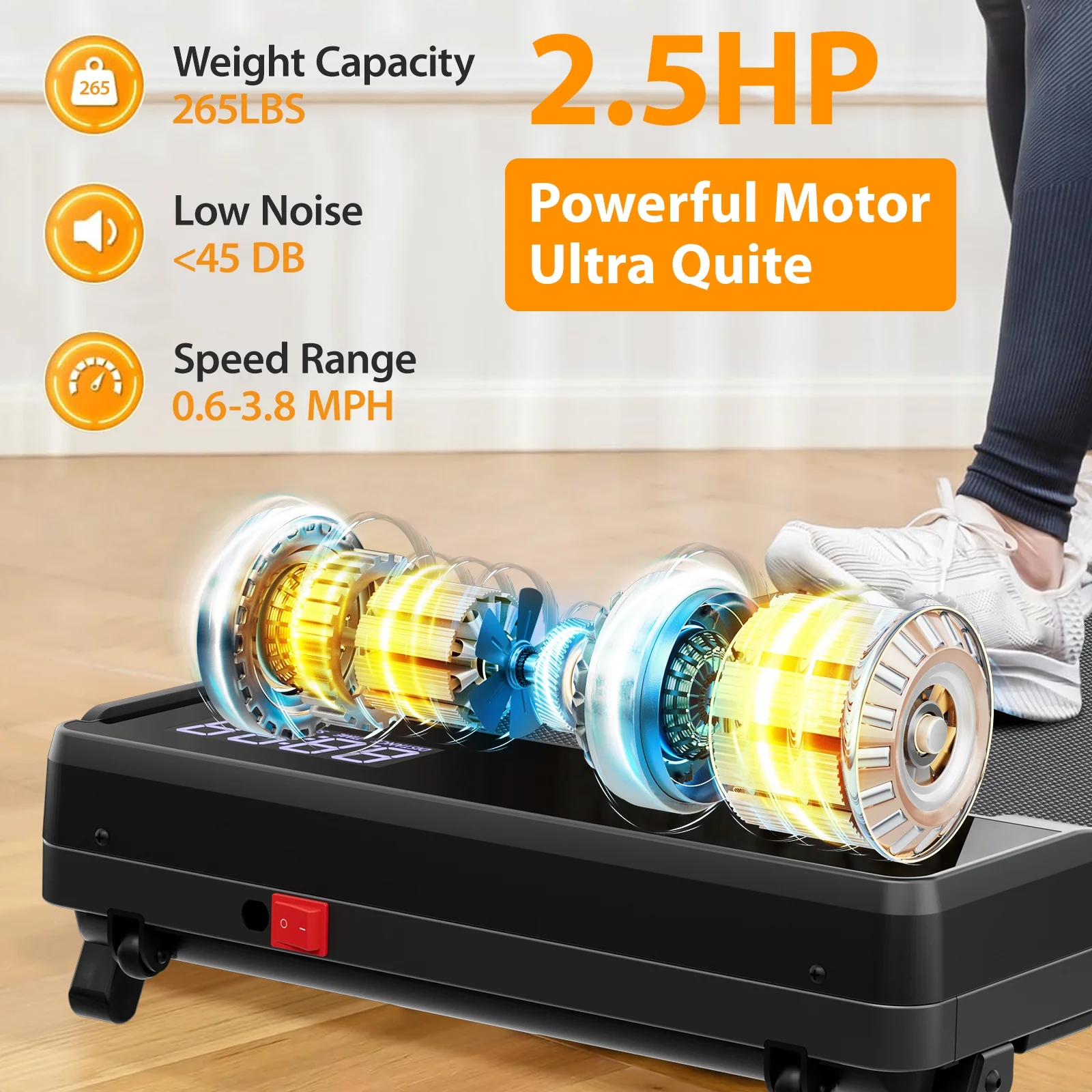 CoolHut Walking Pad, Under Desk Treadmill, 4-in-1 Home/Office Treadmill, Compact and Portable Foldable Treadmill, No Installation, Low Noise, LED Display,300 lb. Capacity with Remote Control