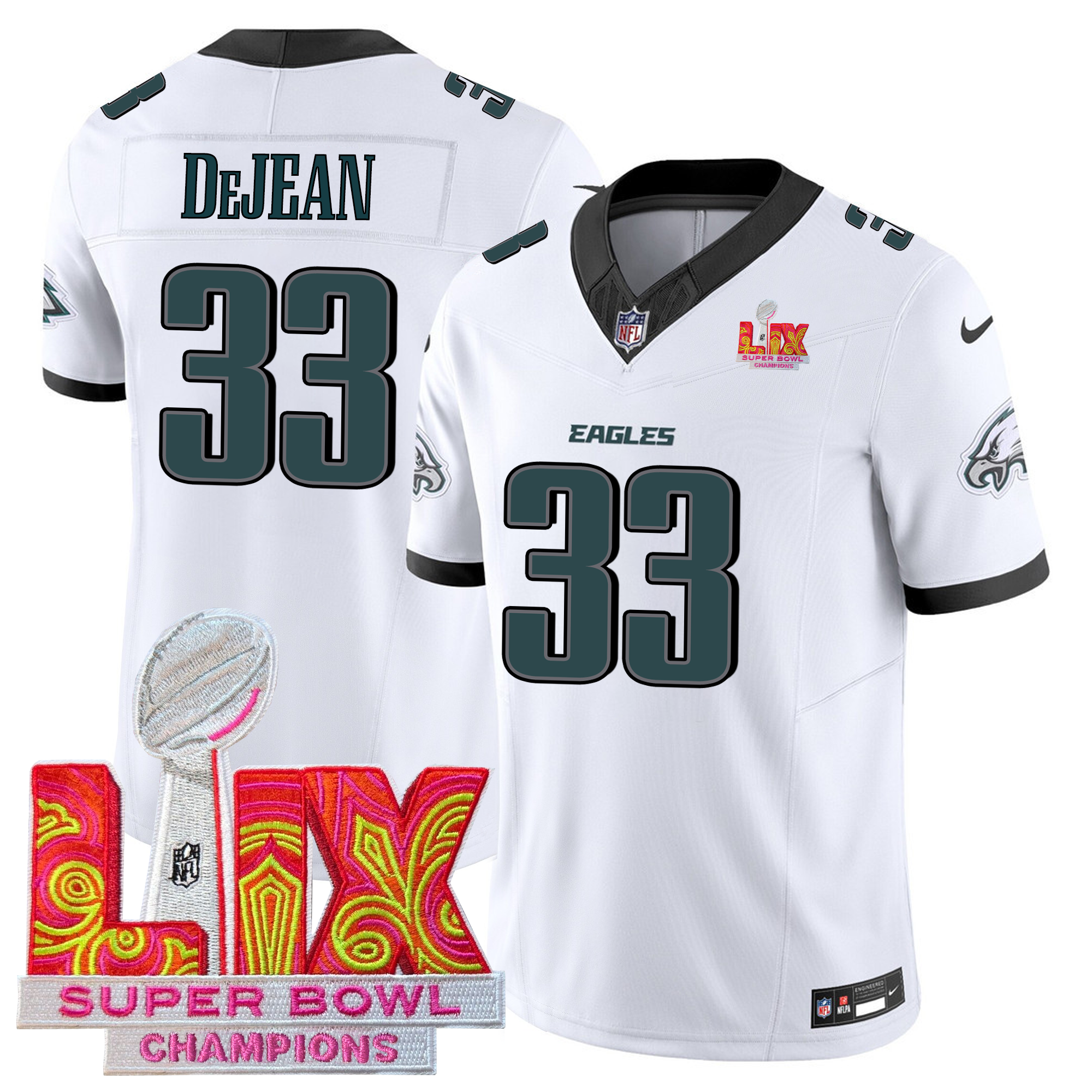 Men's Philadelphia Eagles Jersey - Super Bowl LIX Champions Patch