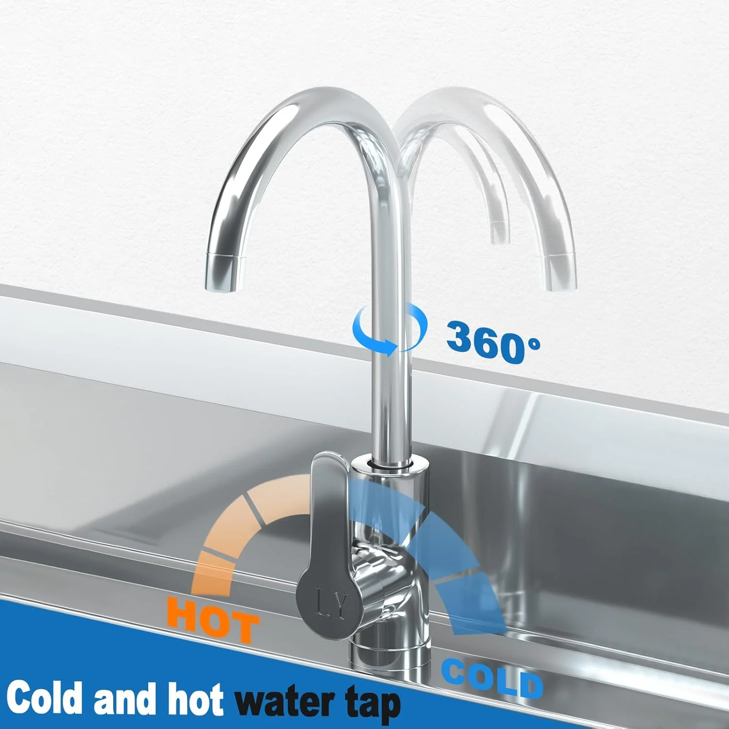 Stainless Steel Sink Utility Sinks Freestanding Single Bowl Laundry Sink with Hot and Cold Water Plumbing for Restaurant, Laundry Room, Garage, Commercial Kitchen