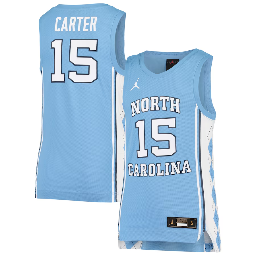 Youth Jordan Brand Vince Carter Carolina Blue North Carolina Tar Heels Team Replica Basketball Jersey