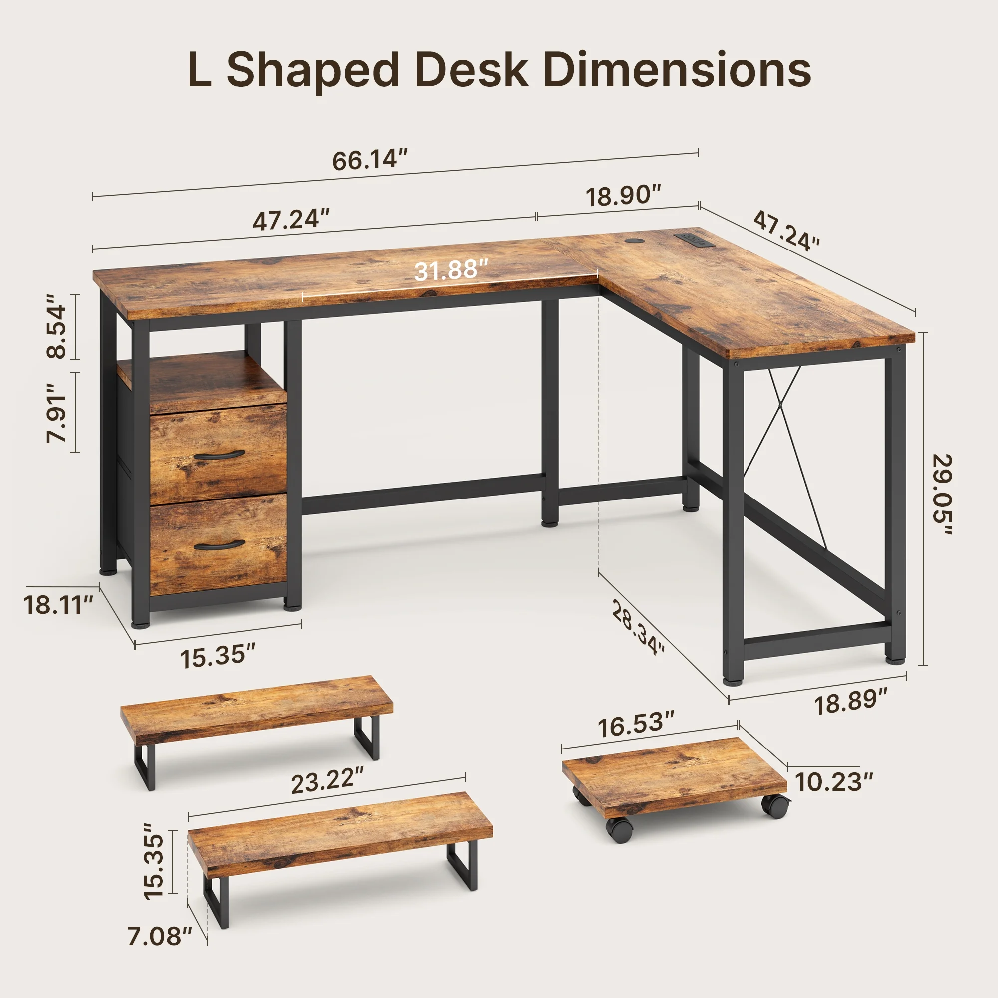 L Shaped Computer Desk, Lofka 66.14