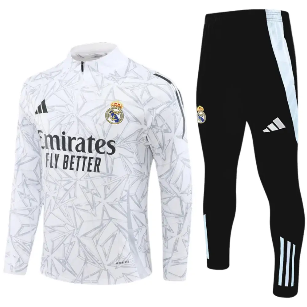 2024-25 New Season Real Madrid White Gray [Camouflage] Children's Training Suit