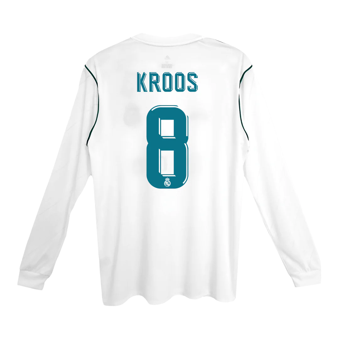 KROOS #8 Retro 2017/18 Real Madrid Home Long Sleeve Soccer Jersey