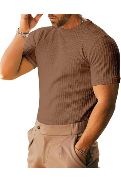Men's Ribbed Knit T-Shirts Short