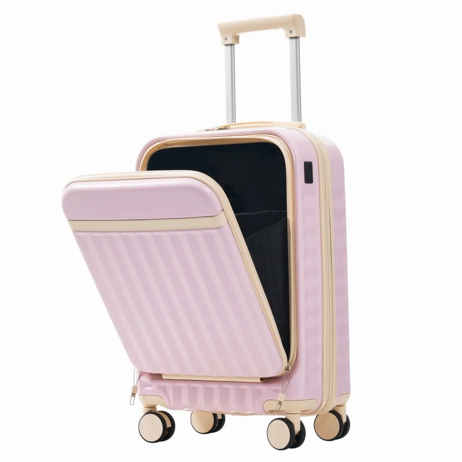 Front Opening Luggage Set 3 Piece, Hardside Carry on Suitcase with USB Port, Expandable Luggage with Handle Bag Spinner Wheels TSA Lock
