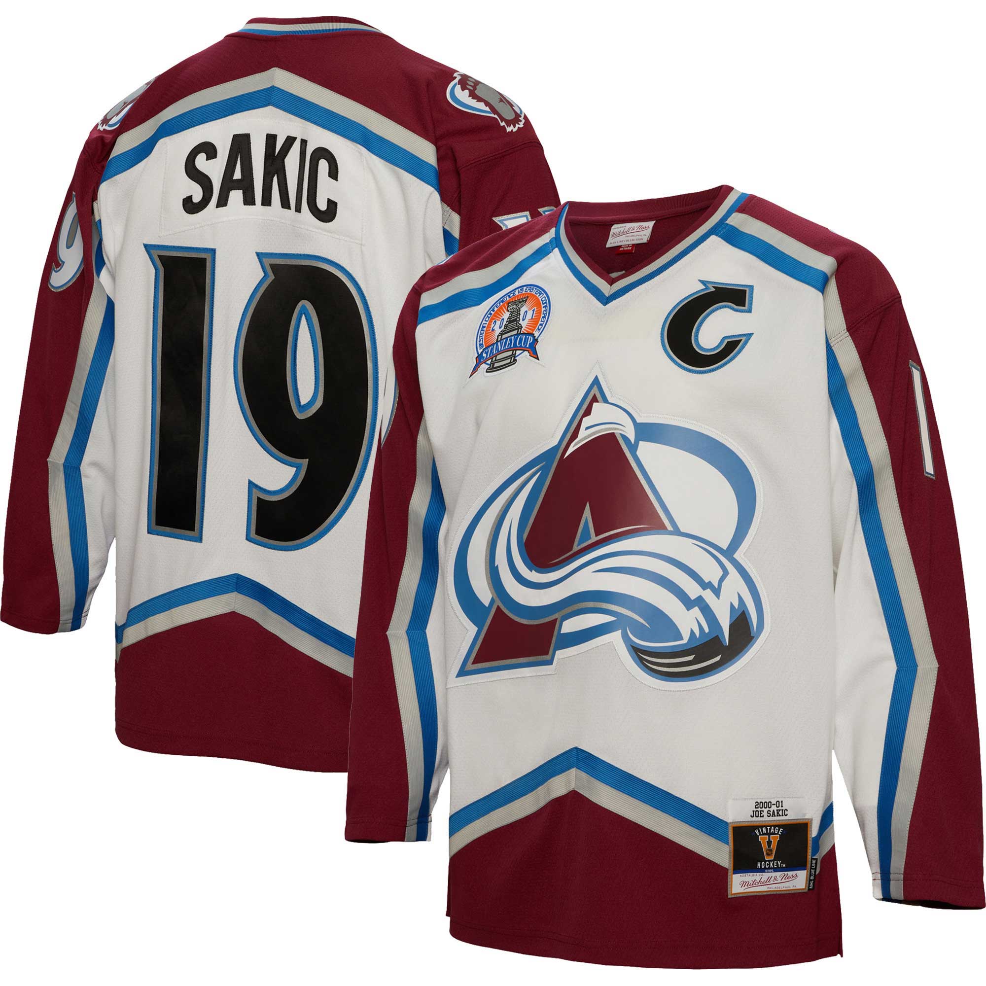 Joe Sakic Colorado Avalanche Mitchell & Ness Captain Patch 2000/01 Blue Line   Jersey – White