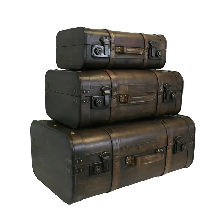 Brown Wooden Suitcase Sets