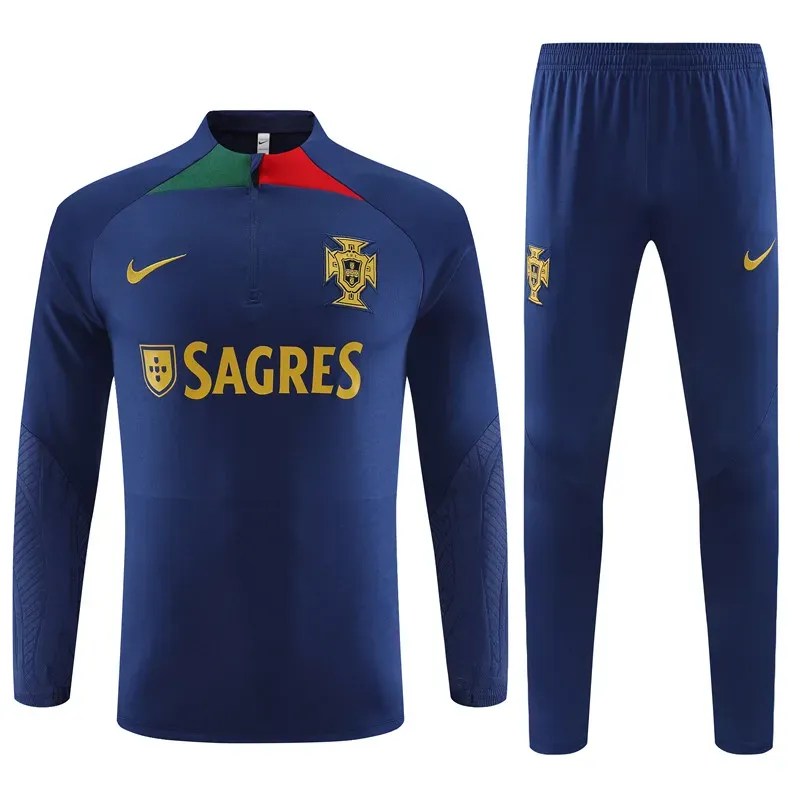 2023/2024 Portugal Half-Pull Training Suit Royal Blue Football Shirt