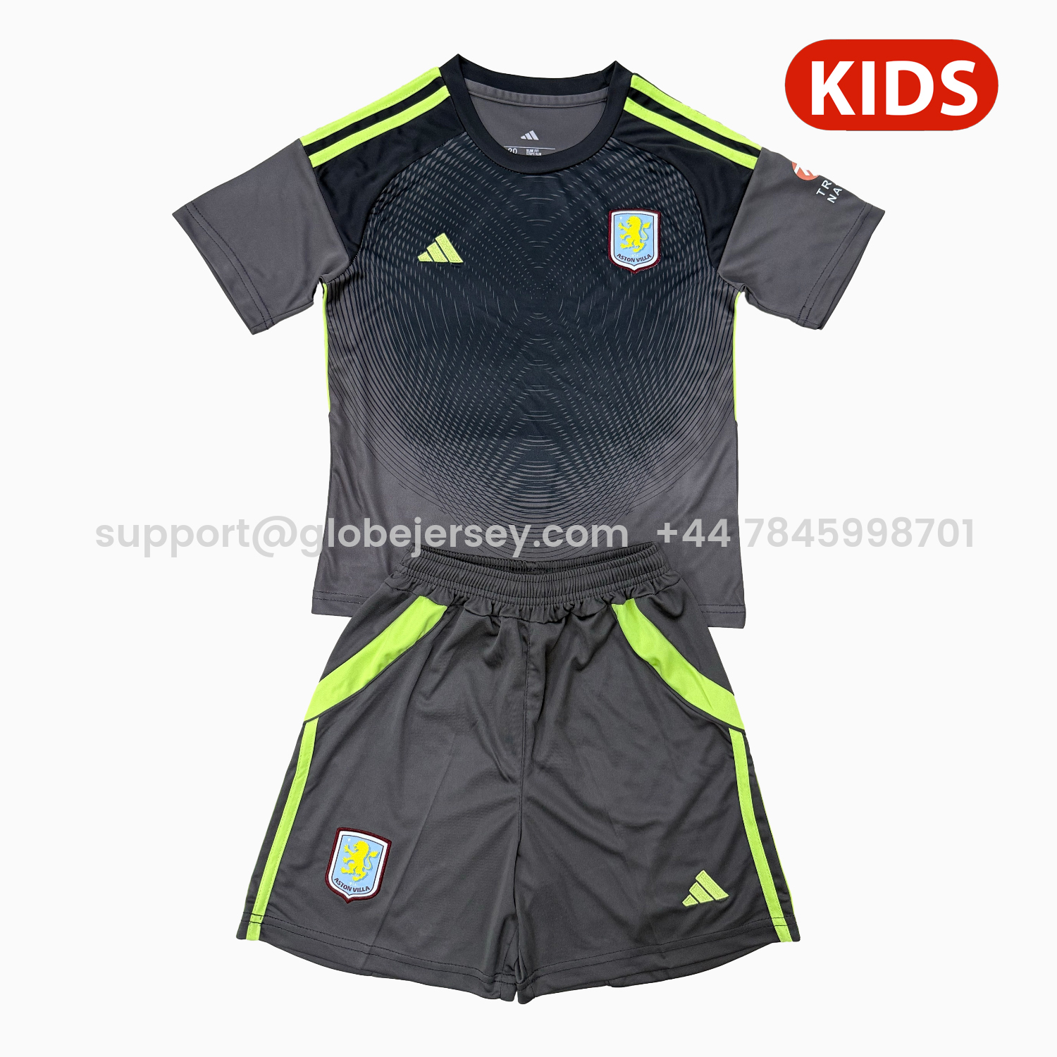 Aston Villa 25-26 Black Goalkeeper Kids Kit