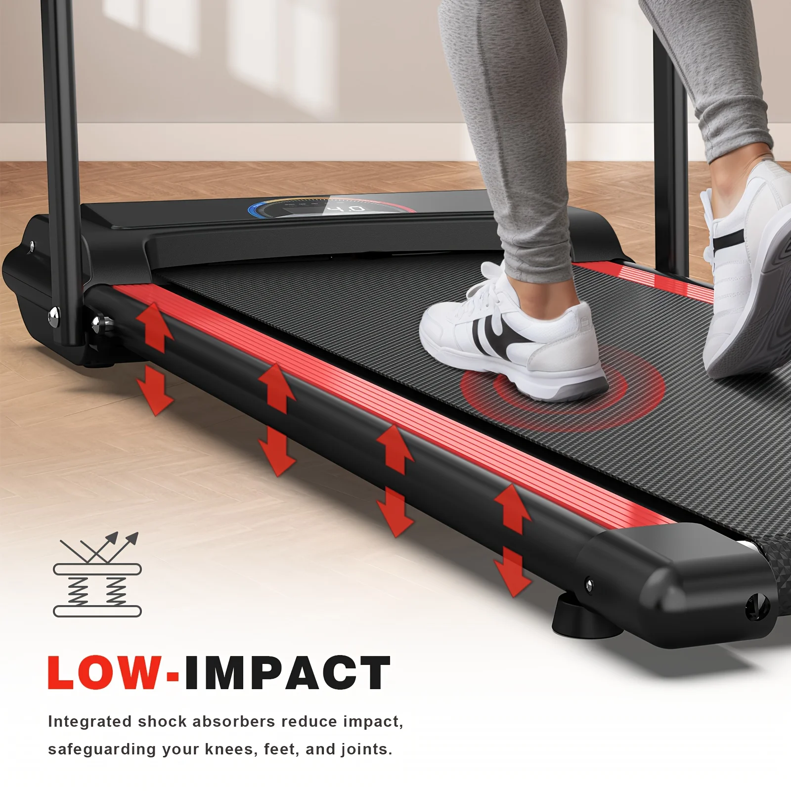 [TREADMILL CLEARANCE] FYC 2.5HP Folding Treadmill with Adjustable Height Desk & Incline - Compact Electric Treadmill Bluetooth Speaker for Running Walking Foldable Portable  (Silver)
