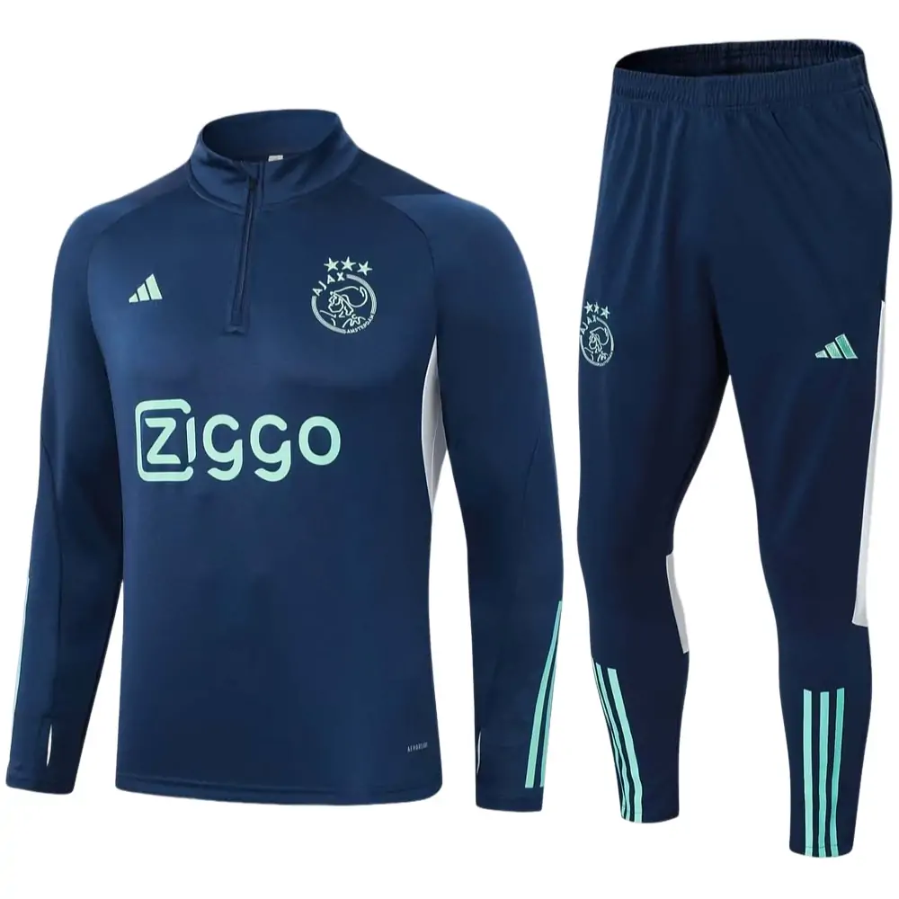 2023/2024 Ajax Half-Pull Training Suit Royal blue Football Shirt 1:1 Thai Quality Set