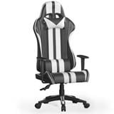 Bigzzia Gaming Chair with Height Adjustable Headrest and Lumbar Support for Adults Teens, Black