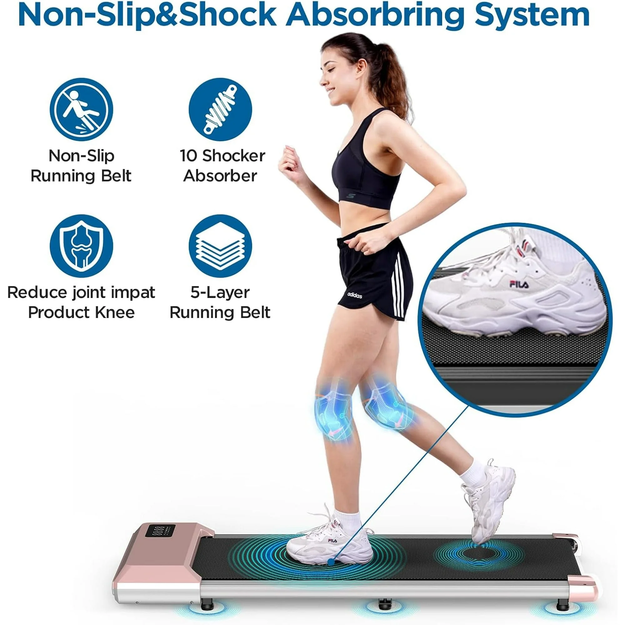 YDZJY 250lb Walking Pad, 0.6-2.5 mph Speed Range 1.2HP Quite Under Desk Treadmill, 2 in 1 Treadmill for Home/Office Exercise with Remote Control, Portable Treadmill with LED Display(Black)