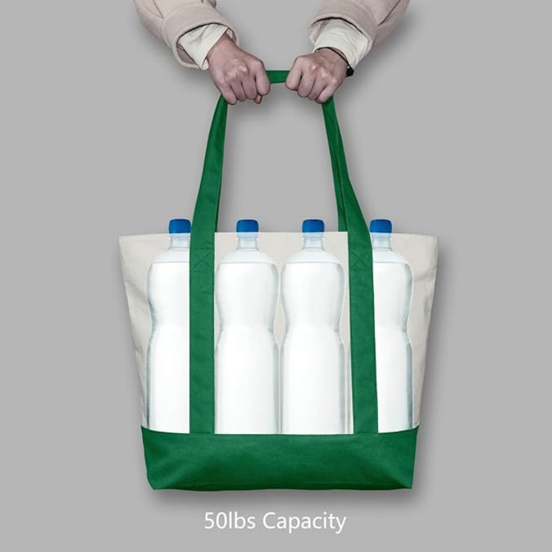 CANVORY 1-Pack Canvas Tote Bag with an External Pocket