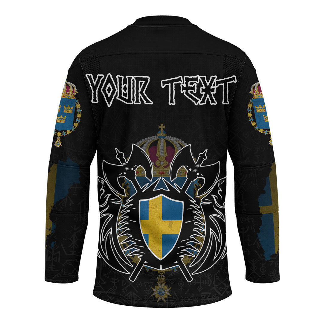 (Custom) Viking - Sweden Flag and Map (1) Hockey Jersey style Viking Geri and Freki RLT12