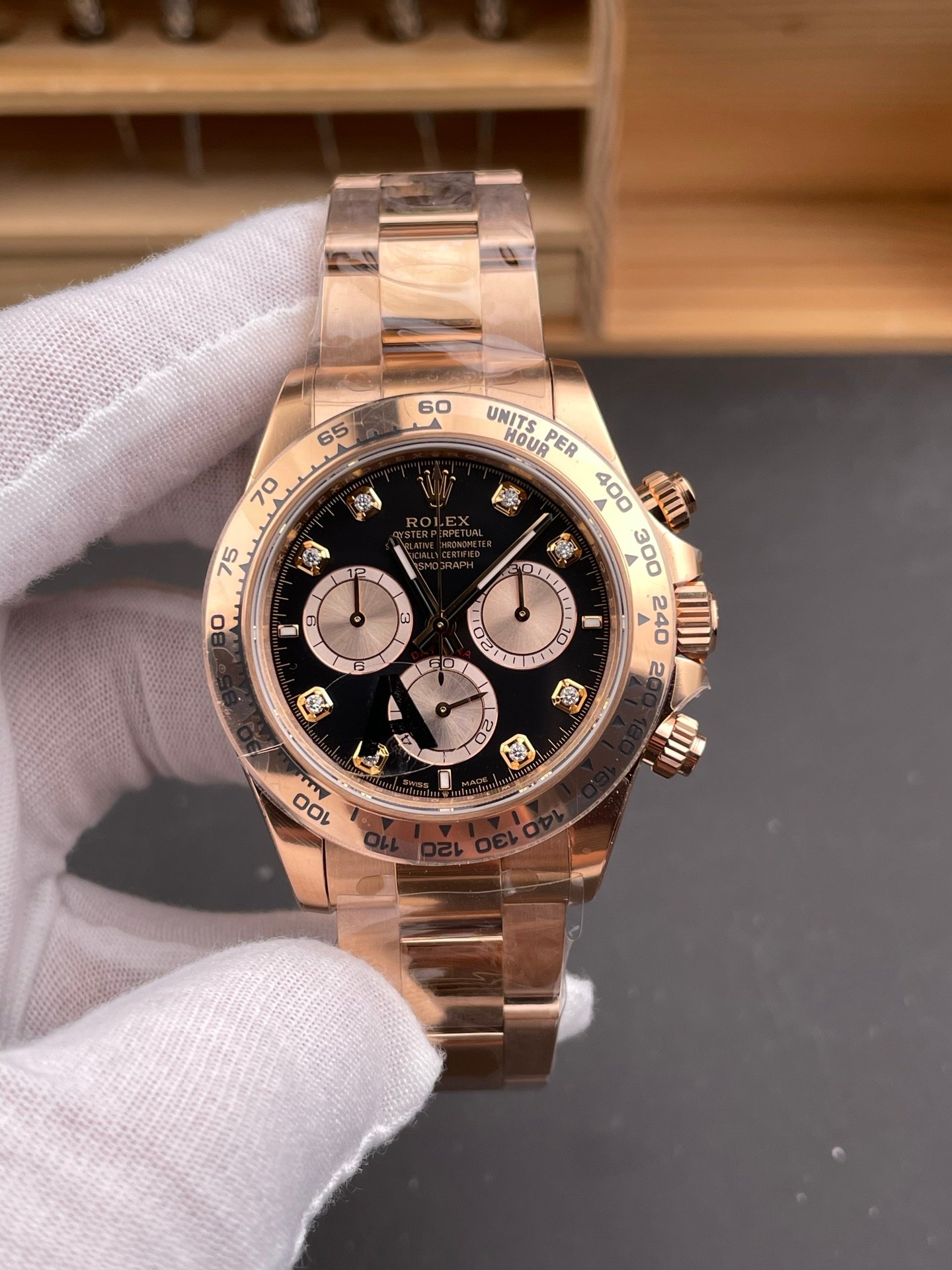 Rolex Daytona Black Gold Rose Gold Diamond V3