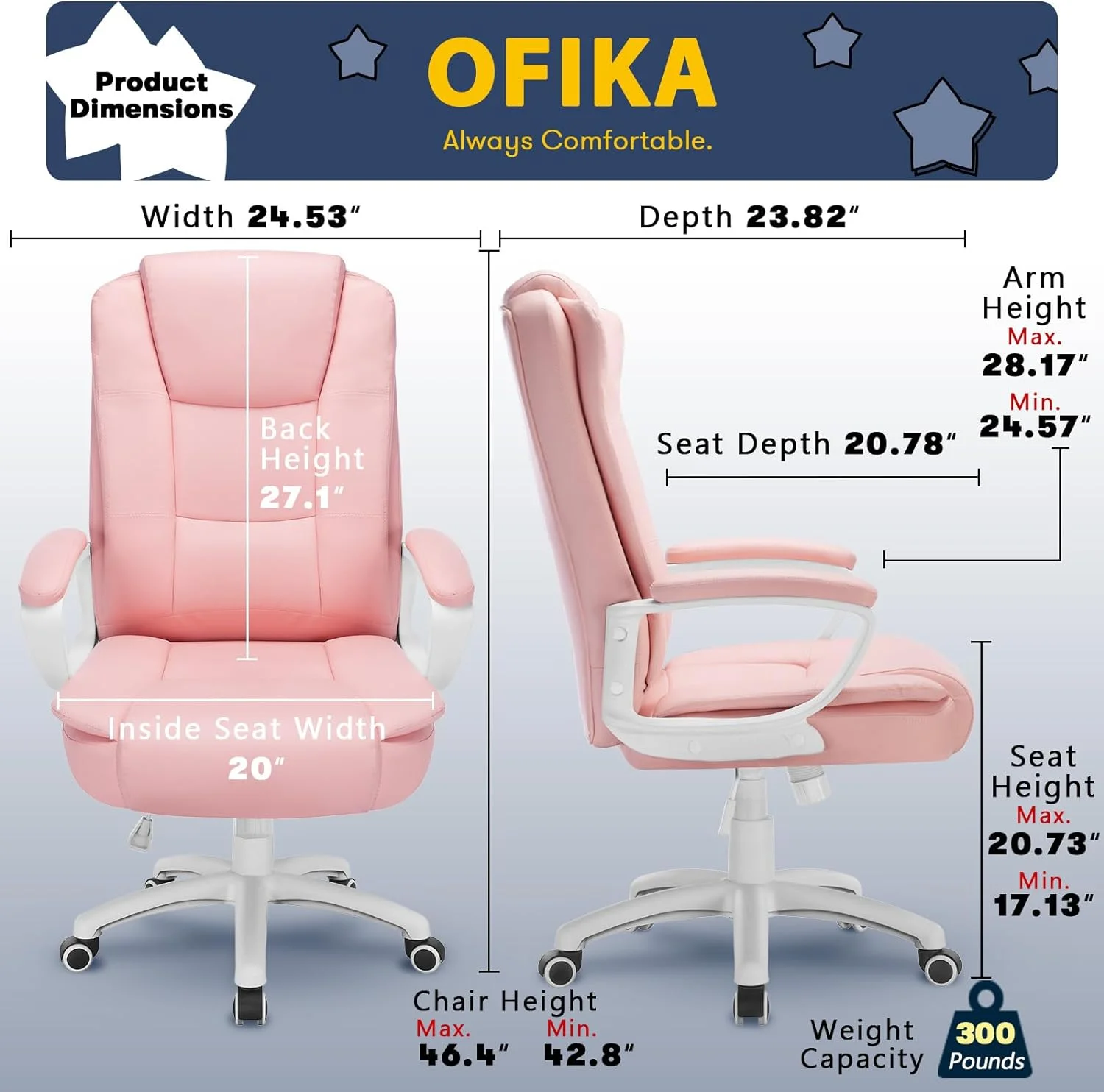 Bossin Big and Tall Home Office Computer chair for Adults, High Back Desk Chair for Heavy Duty 400 LBS