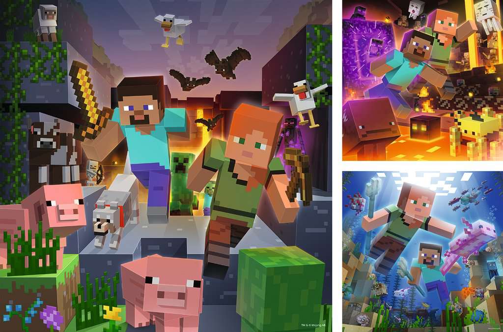 Minecraft 3x49 Piece Jigsaw Puzzle (Ravensburger)
