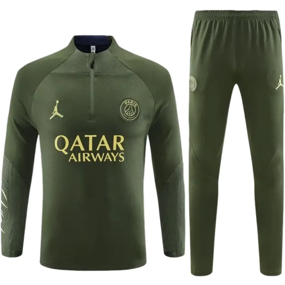 2023/2024 Paris half-pull training uniform military green suit 1:1 Thai quality suit