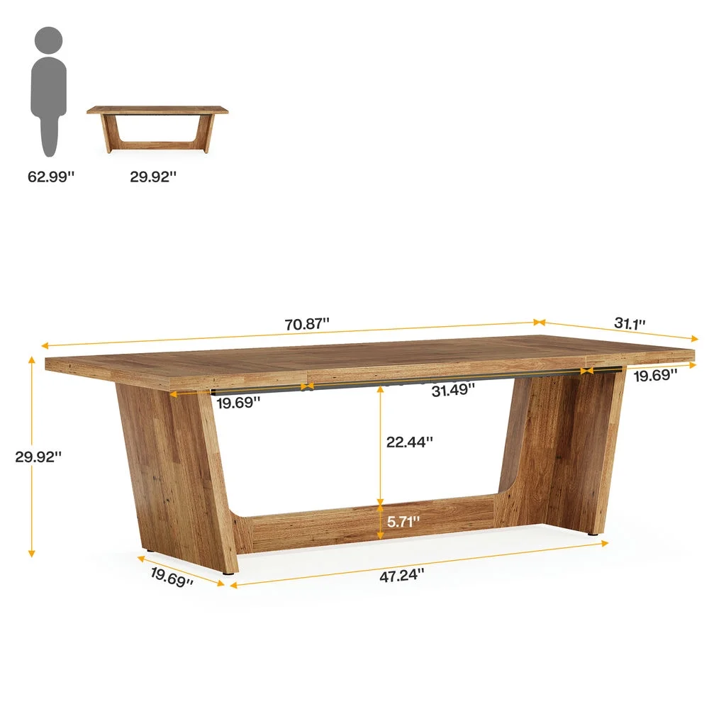 Resenkos Study Writing Desk, Computer Desk,70.8-Inch Executive Desk, Wood Study Computer Desk Writing Table,Brown