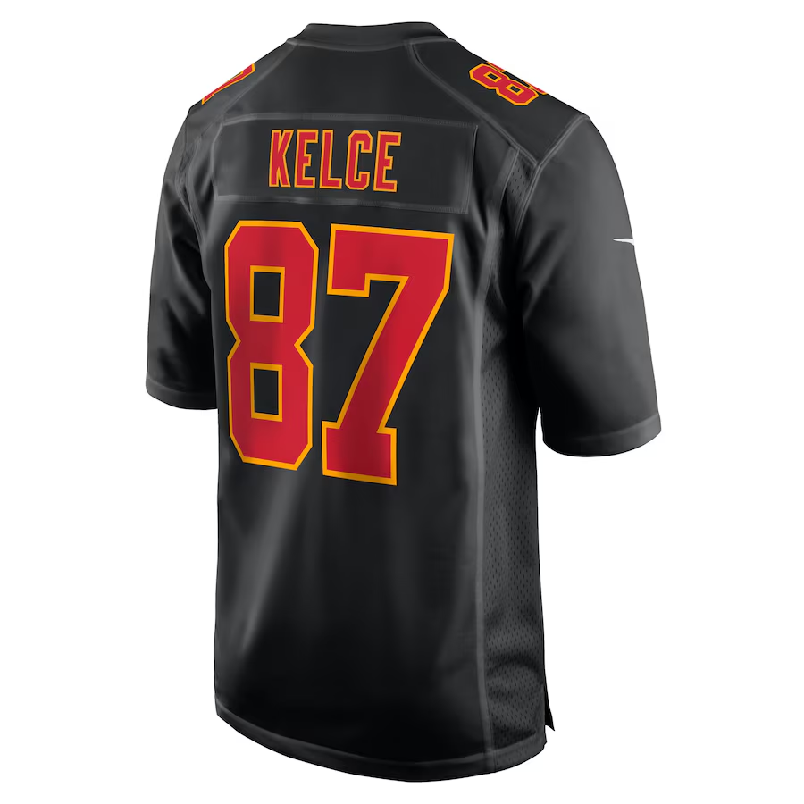Men's Kansas City Chiefs Travis Kelce Nike Carbon Black Super Bowl LIX Fashion Game Jersey