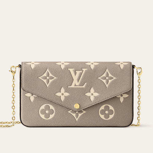 Louis Vuitton Pochette Félicie Monogram Empreinte  Bicolor Dove/Cream 8.3 Inches M82610