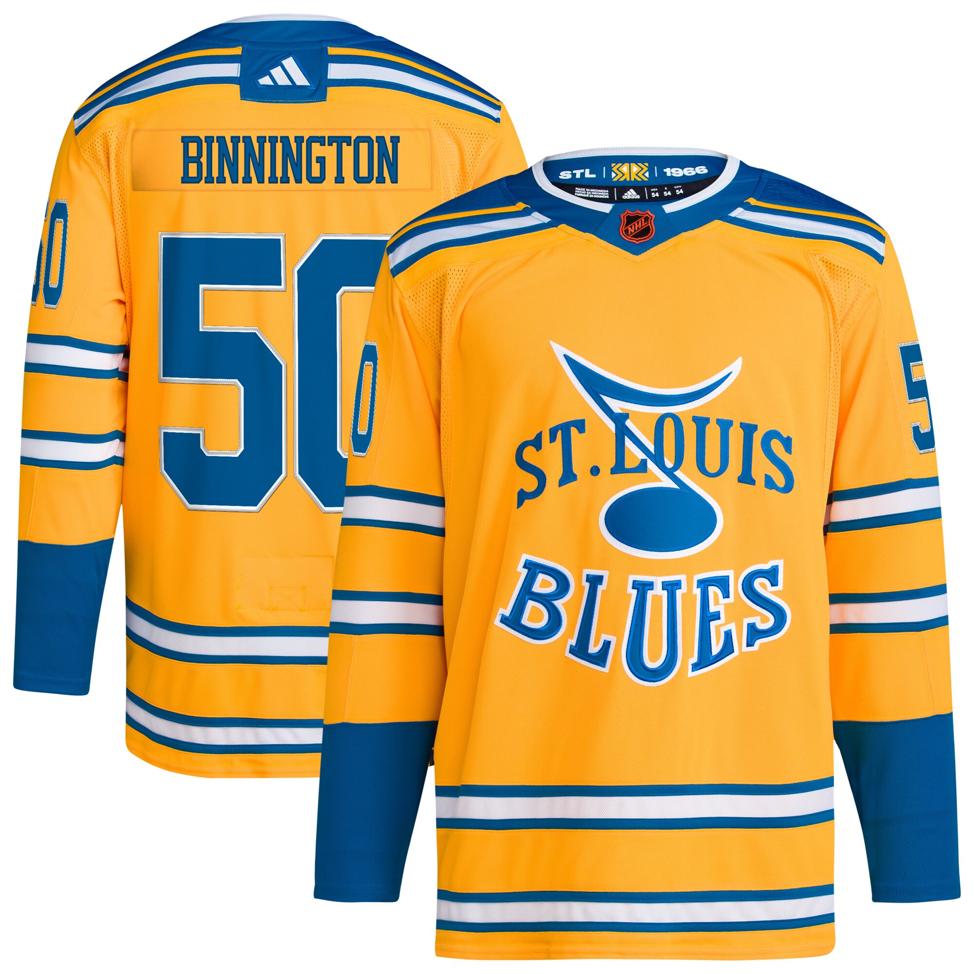 Jordan Binnington St. Louis Blues  Reverse Retro 2.0    Jersey – Gold