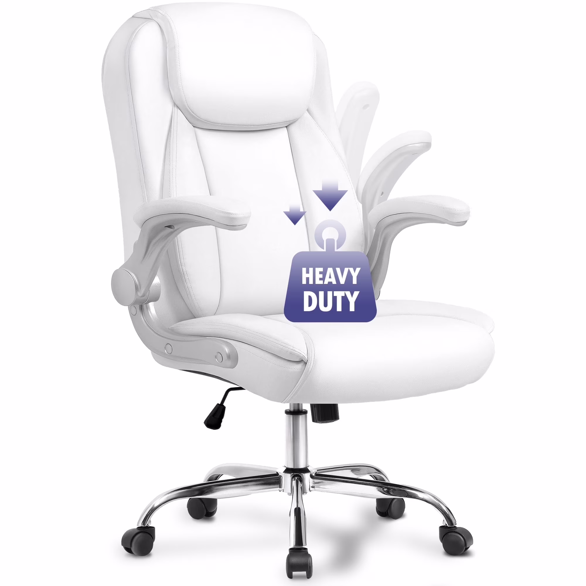 NEO CHAIR Executive Office Chair, Ergonomic High back Cushioned, Wide Leather Seat 8 Hours Heavy Duty Design, Flip Up Armrest Computer Desk Chair, Black