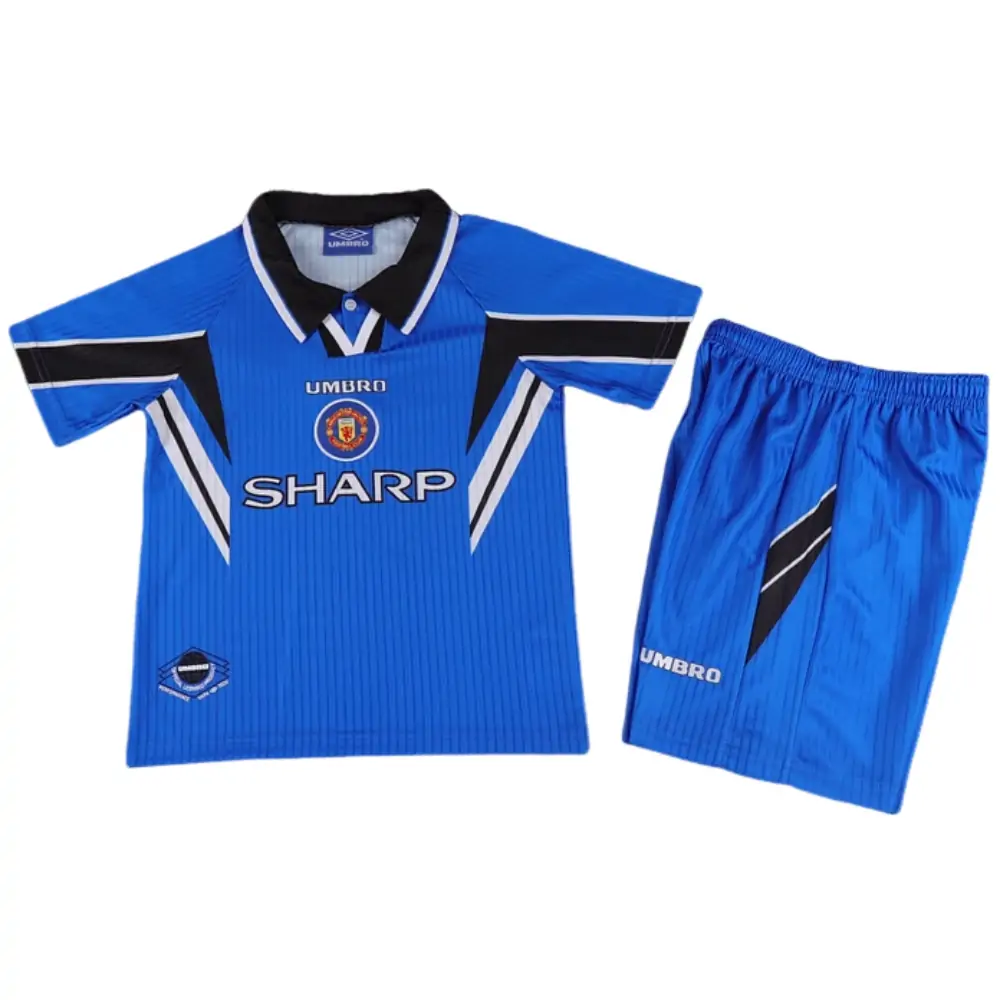 1996-98 Manchester United Second Away Retro Children's Jersey Set - Fans Edition