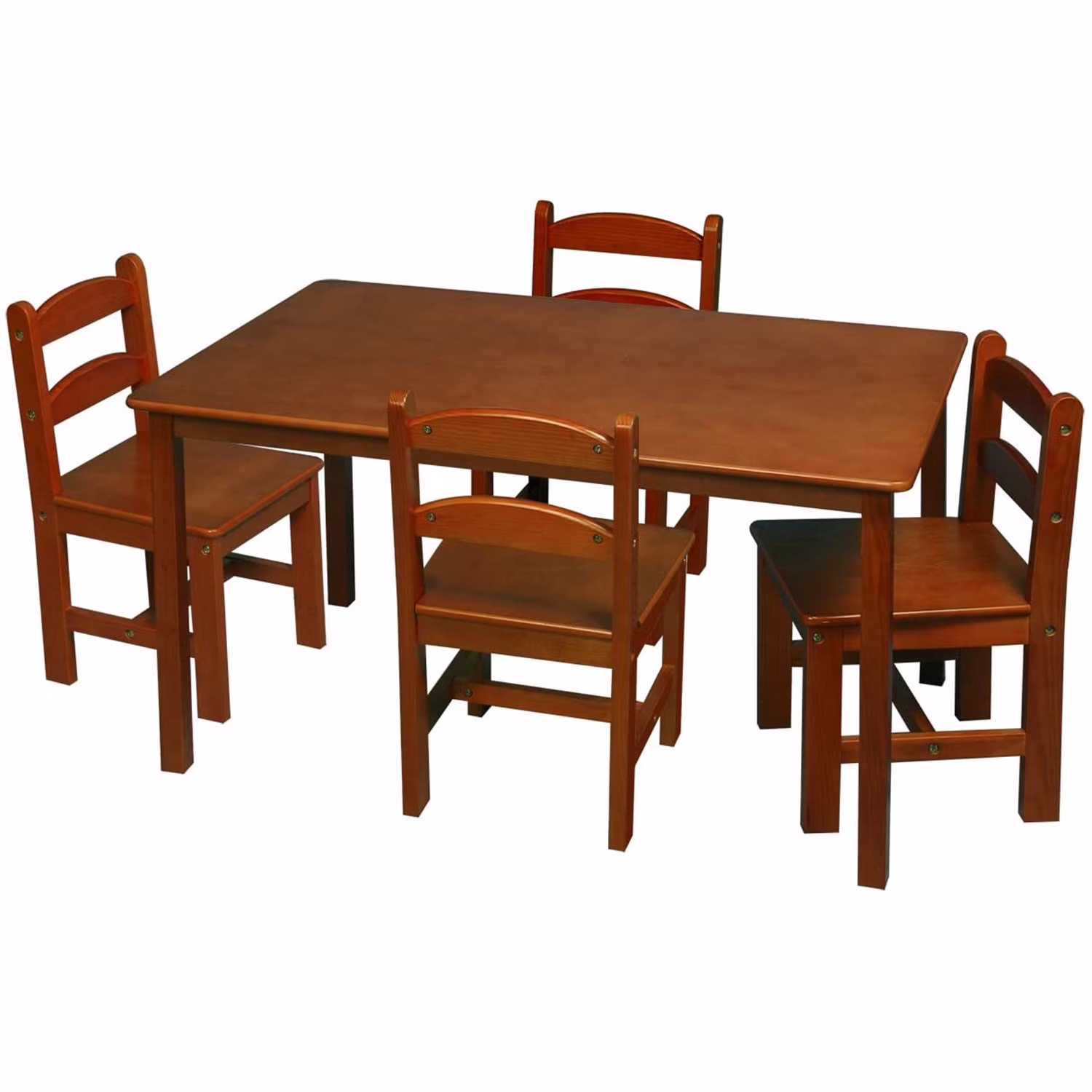 Gift Mark Table Set with 4 Chairs-Color:Cherry,Shape:Rectangle