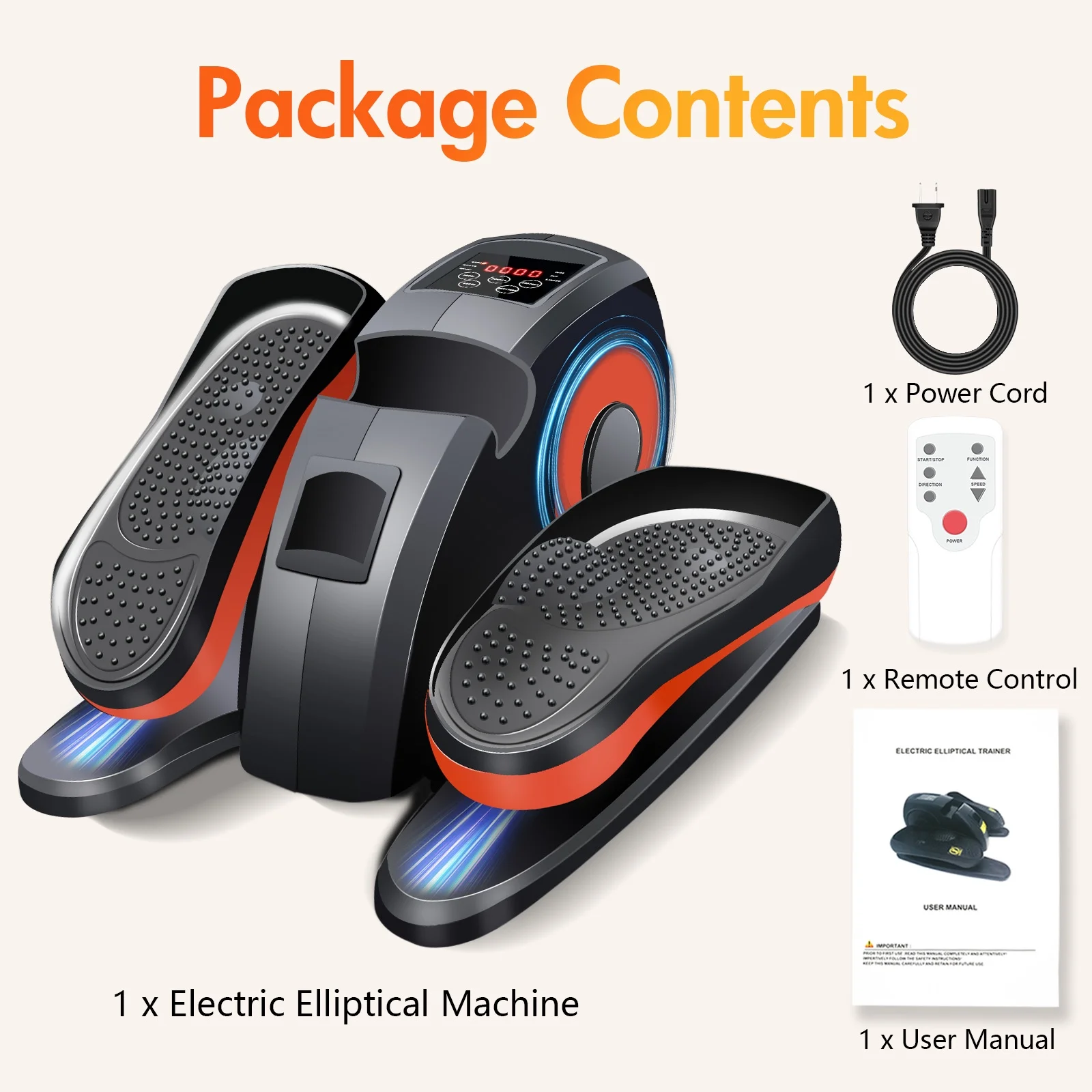Baokaler Under Desk Elliptical Exercise Machine, Electric Elipsefit Leg Exerciser while Sitting for Seniors,12 Adjustable Speeds with Remote Control