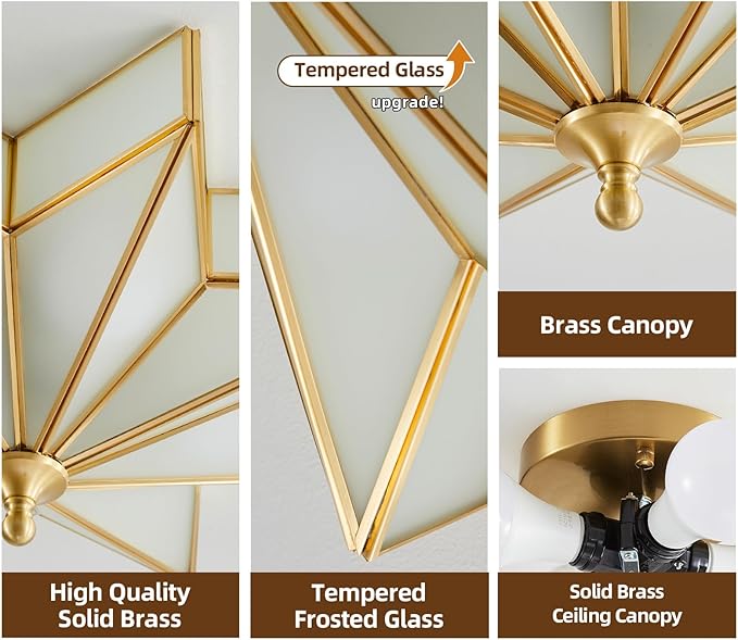 MELLOWWLITE Star Brass Glass Ceiling Light