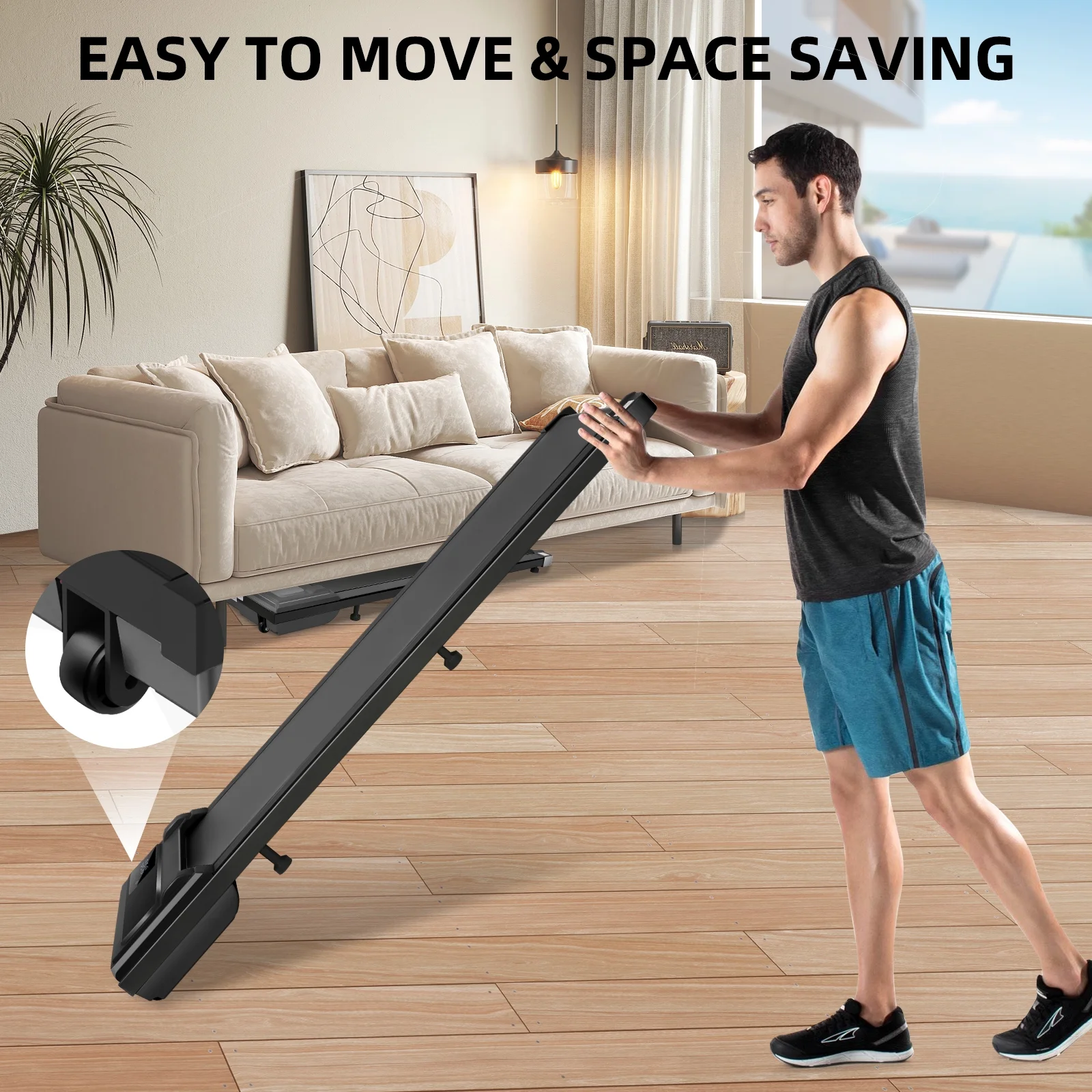 Walking Pad Treadmill, 2.5HP Under Desk Treadmill with Remote Control and LED Display, Portable Walking Treadmill for Home Office, Walking Jogging Machine with 300 lbs Weight Capacity