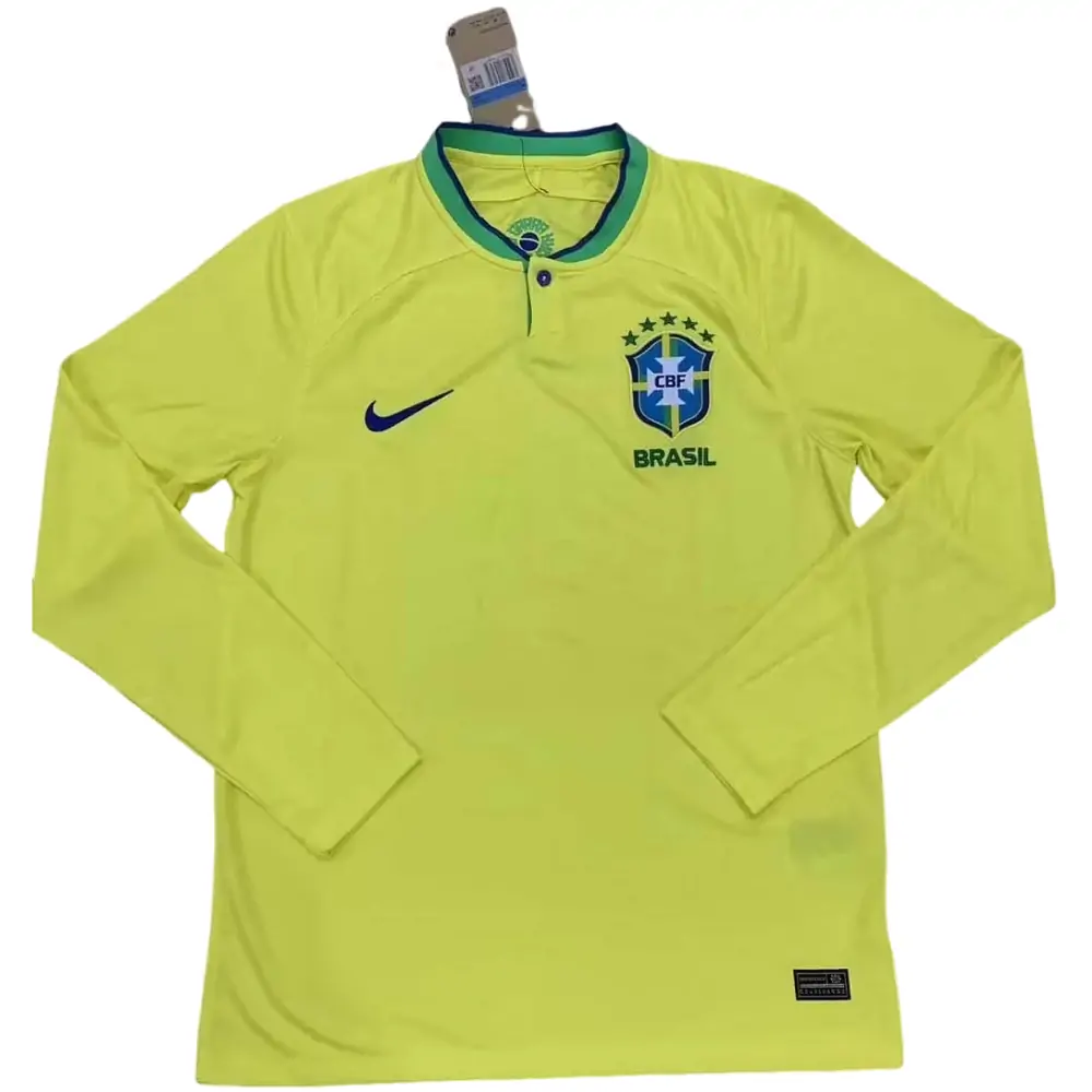 2022 FIFA World Cup Long Sleeve Brazil Home Soccer Jersey